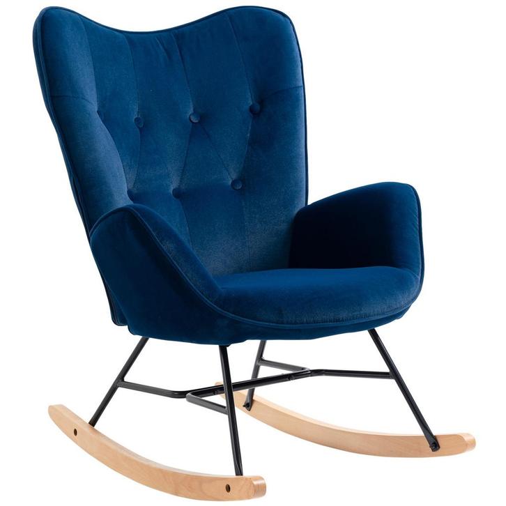 Schommelstoel - Stijlvol - Comfortabel - Blauw, Huis en Inrichting, Stoelen, Blauw, Nieuw, Stof, Ophalen of Verzenden