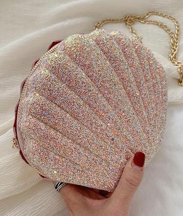 Roze Glitter Schelp Tasje Zeemeermin Tas Mermaid Glitter Roz beschikbaar voor biedingen