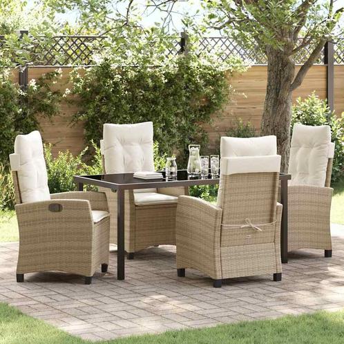 vidaXL Tuin Eettafel Set 5 pcs Beige poly rattan, Tuin en Terras, Tuinsets en Loungesets, Nieuw, Verzenden