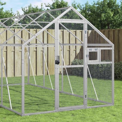 vidaXL Volière 1,79x6x1,85 m aluminium zilverkleurig, Dieren en Toebehoren, Vogels | Toebehoren, Nieuw, Verzenden