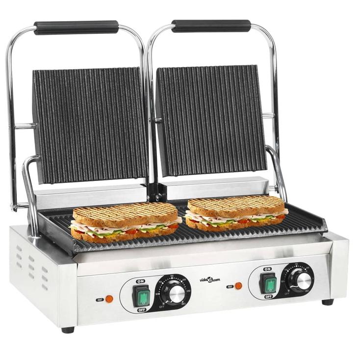 vidaXL Panini grill dubbel gegroefd 3600 W 57x30,5x20 cm, Electroménager, Électroménager & Équipement Autre, Envoi