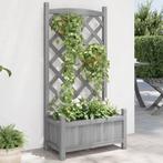 vidaXL Plantenbak met latwerk massief vurenhout grijs, Tuin en Terras, Verzenden, Nieuw