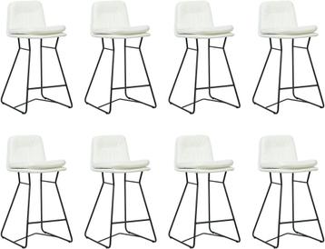 Set van 8 Gebroken witte leren industriële barkrukken -, Overige kleuren, Nieuw, Ophalen of Verzenden, Vijf, Zes of meer stoelen