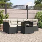 vidaXL Tuinbank Set met kussen 7 pcs Zwart en crème 100 x 55, Verzenden, Nieuw