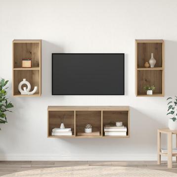 vidaXL TV Kast Set 3 pcs artisanaal eikenkleurig 37 x 37 x, Verzenden