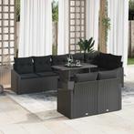 vidaXL Tuinbank Set met kussen 9 pcs Zwart, Verzenden, Nieuw