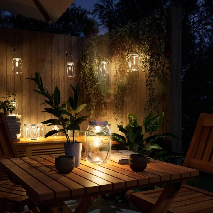 vidaXL Tuinlantaarns 12 st glas warmwit, Tuin en Terras, Buitenverlichting, Nieuw, Verzenden