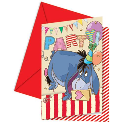 Winnie The Pooh Uitnodigingen Feest 6st, Hobby en Vrije tijd, Feestartikelen, Nieuw, Verzenden