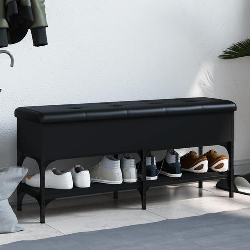 vidaXL Schoenenbank 102x32x45 cm bewerkt hout zwart, Huis en Inrichting, Overige Huis en Inrichting, Nieuw, Verzenden