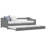 vidaXL Bedbank uittrekbaar grenenhout grijs 90x200 cm, Verzenden