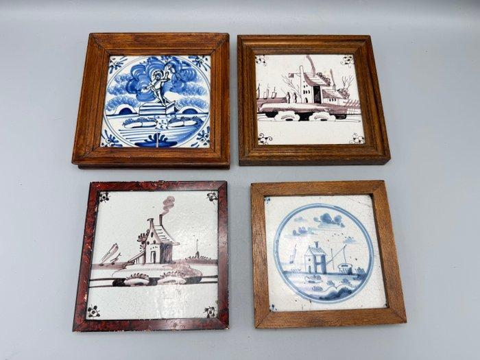 Tegel - 1750-1800, 1800-1850 - Delfse tegels in lijst, Antiquités & Art, Antiquités | Verre & Cristal