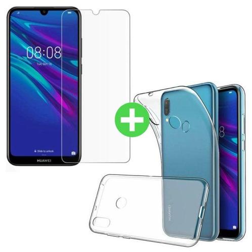 Huawei Y6 2019 Transparant TPU Hoesje + Screen Protector, Télécoms, Téléphonie mobile | Housses, Coques & Façades | Marques Autre