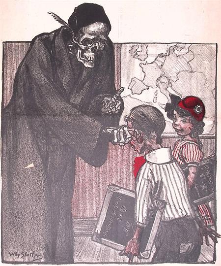 Spotprent over de slag aan de Somme. (lijst optie, Lithos), Antiek en Kunst, Kunst | Litho's en Zeefdrukken, Verzenden