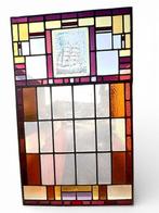 Art Deco Glas-in-loodraam - 1920-1930 - Maritiem geëtst, Antiek en Kunst