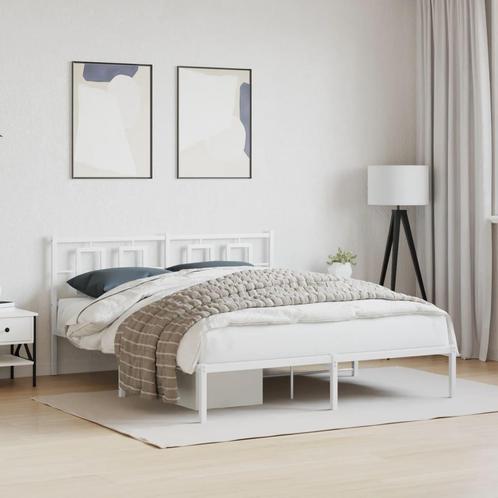vidaXL Bedframe met hoofdbord metaal wit 160x200 cm, Huis en Inrichting, Slaapkamer | Bedden, Nieuw, Verzenden