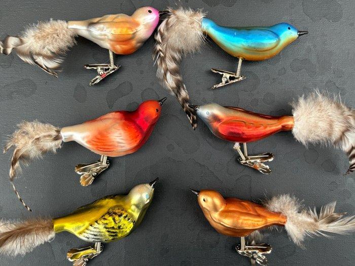 Glashütte Lauscha: 6 vogletjes voor de kerstboom,, Diversen, Kerst