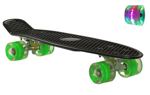 Sajan - Skateboard - LED Wielen - Penny board - Zwart-Groen, Sport en Fitness, Skeelers, Nieuw, Verzenden