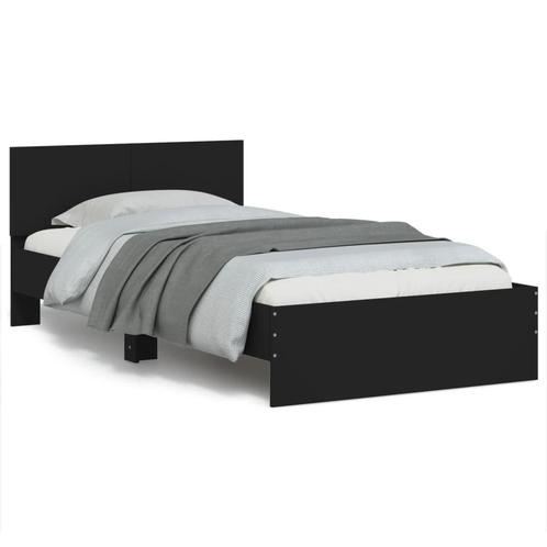 vidaXL Cadre de lit et tête de lit noir 100x200 cm bois, Maison & Meubles, Chambre à coucher | Lits, Neuf, Envoi