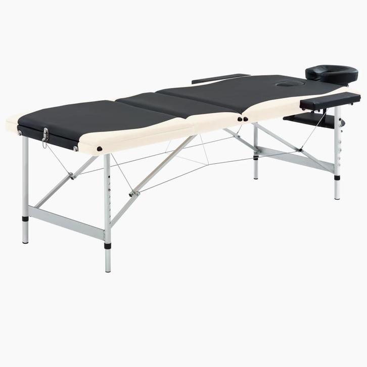 vidaXL Massagetafel inklapbaar 3 zones aluminium zwart en, Sport en Fitness, Massageproducten, Nieuw, Verzenden