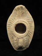 Byzantin Terre cuite Lampe à huile décorée - 9.2 cm (Sans