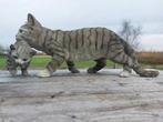 Statue, garden statue 50 cm long cat with kitten - 20 cm -, Antiquités & Art