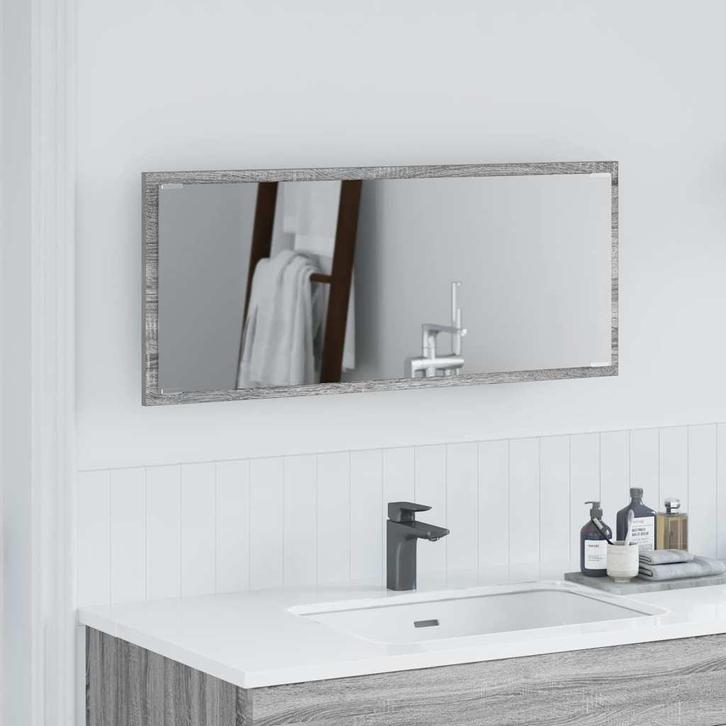 vidaXL Spiegel met spiegel Grijs sonoma 90 x 8.5 x 37 cm, Huis en Inrichting, Tafels | Kaptafels, Nieuw, Verzenden