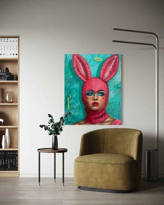 Hiones (XX-XXI) - Bunny Queen (U.V. Effects), Antiek en Kunst, Kunst | Schilderijen | Modern