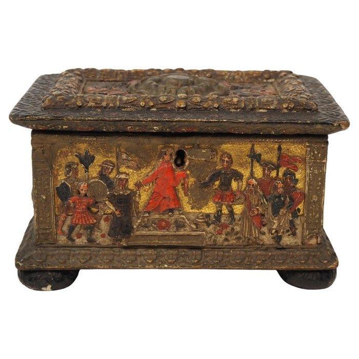 Rare pastiglia casket, Italy, 15th century - Kist - tablet, Antiek en Kunst, Antiek | Overige Antiek
