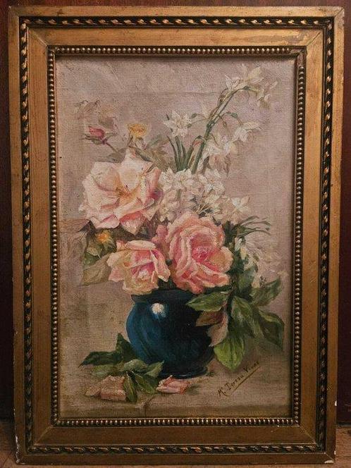 M. Teresa Vives (XX) - NO RESERVE - Pareja de bouquets, Antiek en Kunst, Kunst | Schilderijen | Klassiek