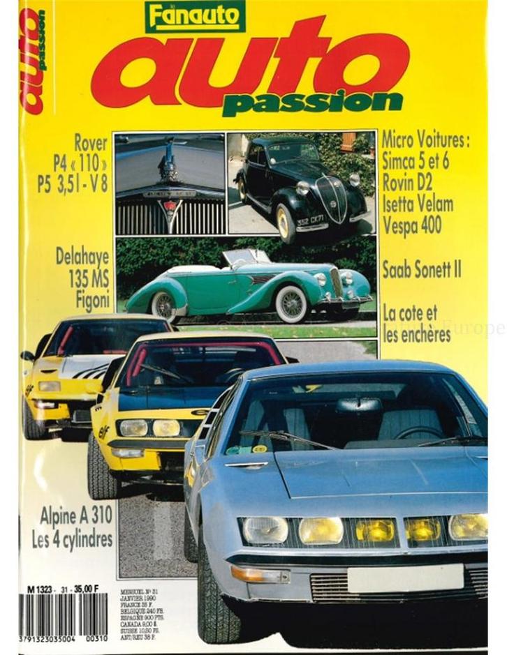 1990 AUTO PASSION TIJDSCHRIFT 31 FRANS, Boeken, Auto's | Folders en Tijdschriften
