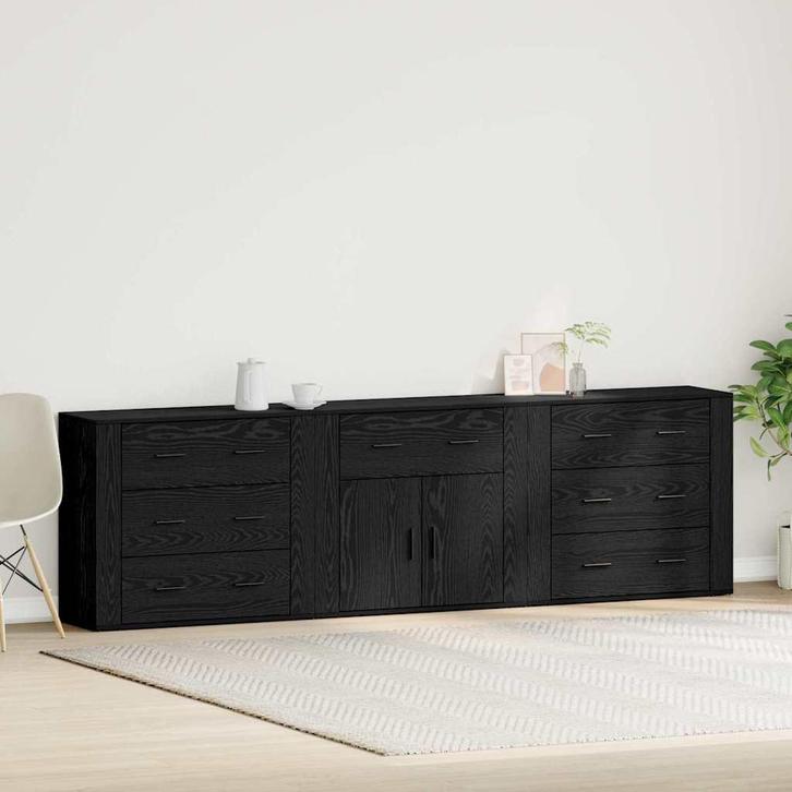 vidaXL Sideboard met lade Zwart Eiken 240 x 33 x 70 cm, Huis en Inrichting, Kasten | Dressoirs, Nieuw, Verzenden