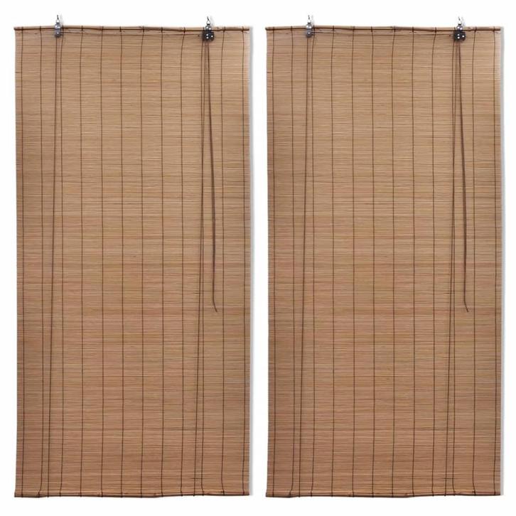 vidaXL Rolgordijnen 2 st 100x160 cm bamboe bruin, Huis en Inrichting, Stoffering | Gordijnen en Lamellen, Nieuw, Verzenden