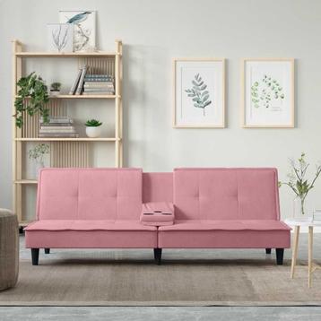 vidaXL Slaapbank met bekerhouders fluweel roze, Verzenden