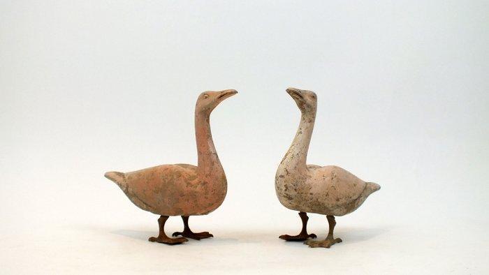 Oud-Chinees, Han-dynastie Aardewerk Een paar geschilderde, Verzamelen, Mineralen en Fossielen