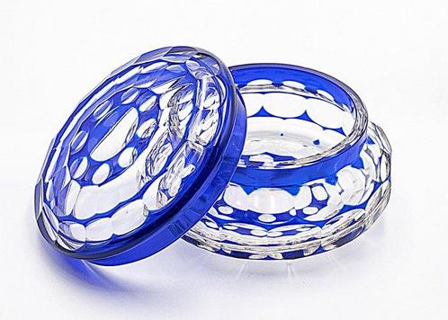 Meyrs Neffe Art Deco Faceted Cobalt Crystal Glass Jewellery, Antiek en Kunst, Antiek | Glaswerk en Kristal