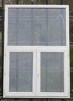 pvc raam , chassis 142 x 204  wit / betongrijs 2 stuks., Doe-het-zelf en Bouw, Raamkozijnen en Schuifdeuren, 75 tot 150 cm, Kunststof