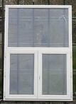 pvc raam , chassis 142 x 204  wit / betongrijs 2 stuks.