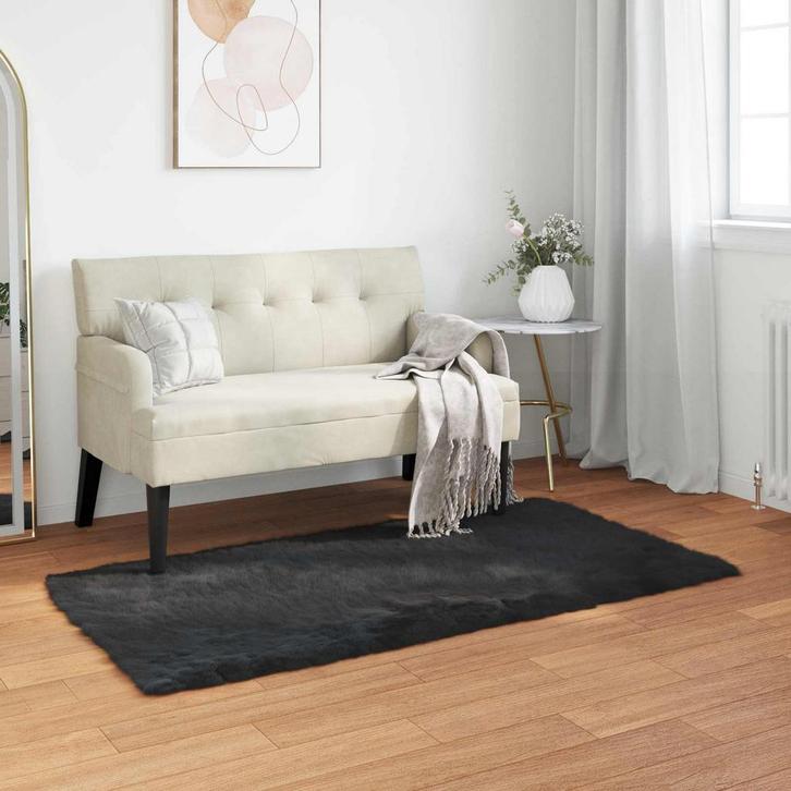 vidaXL Faux Schaapsvacht Tapijt Tafalla Zwart 80 x 150 cm, Huis en Inrichting, Stoffering | Tapijten en Vloerkleden, Nieuw, Verzenden