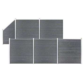 vidaXL Schuttingset 5 vierkant en 1 schuin 965x186 HKC grijs, Tuin en Terras, Verzenden, Nieuw