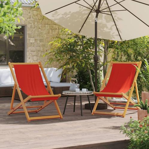 vidaXL Strandstoelen 2 st inklapbaar stof rood, Tuin en Terras, Tuinstoelen, Nieuw, Verzenden