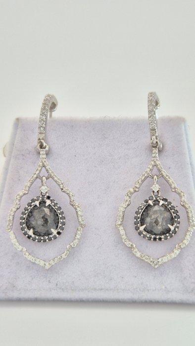 Oorbellen - 18 karaat Witgoud - 3.07ct. tw. Grijs Diamant, Bijoux, Sacs & Beauté, Boucles d'oreilles