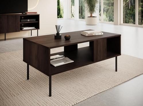 Meubella Salontafel donkerbruin eiken 100cm | Rechthoekig, Huis en Inrichting, Tafels | Salontafels, Nieuw, 50 tot 100 cm, Minder dan 50 cm