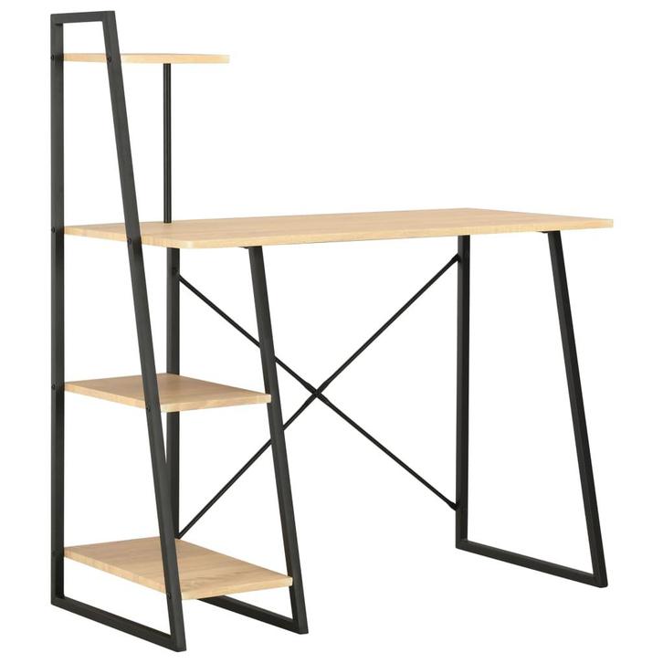 vidaXL Bureau met schappen 102x50x117 cm zwart en, Huis en Inrichting, Bureaus, Nieuw, Verzenden