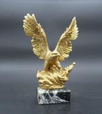 sculptuur, Goud Finish Adelaar op Marmer Sokkel - 23 cm -, Antiek en Kunst