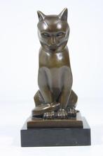 sculptuur, Bronze sculpture Staring Cat in Art Deco Style