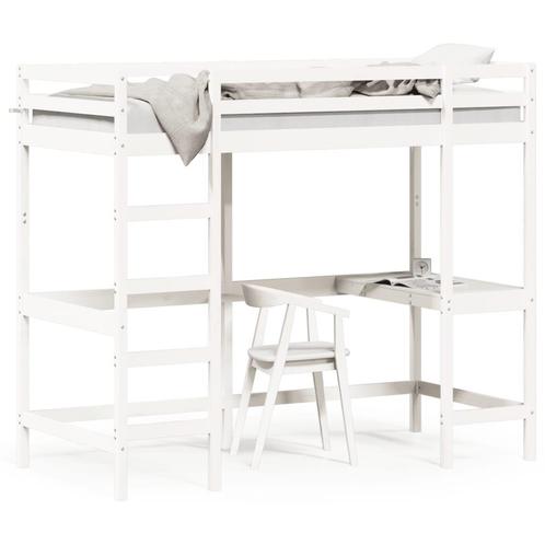 vidaXL Lit superposé avec bureau blanc 90x200 cm bois de, Maison & Meubles, Chambre à coucher | Lits, Neuf, Envoi