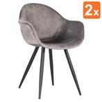 Stoelen | FIONA |  Fluweel/Metaal | Grey |  Zwarte Poten |HC, Verzenden, Nieuw in verpakking