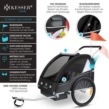 Kinderfietskar fietsaanhanger voor kinderen - hardloopbuggy beschikbaar voor biedingen