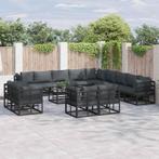 vidaXL Tuinbank Set met kussen 14 pcs Zwart Aluminium, Tuin en Terras, Verzenden, Nieuw