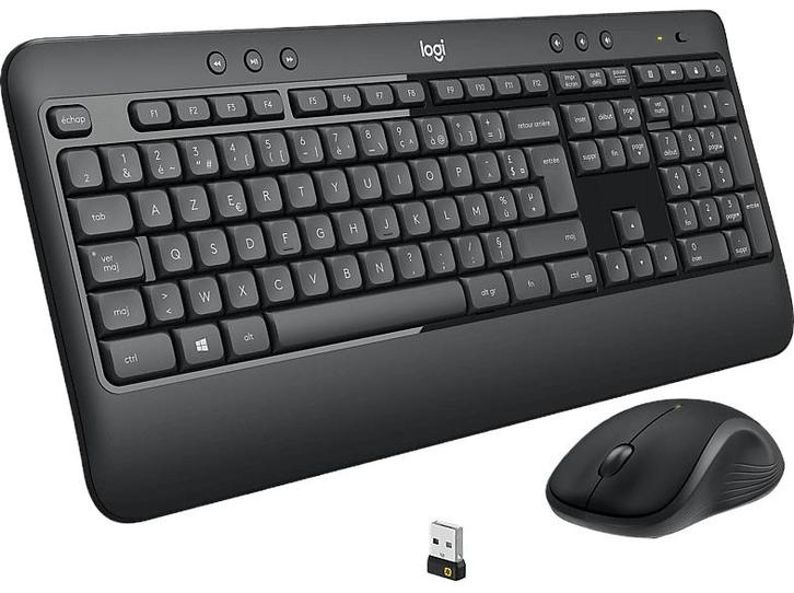 Logitech - Draadloos toetsenbord + muis - Azerty - Zwart, Computers en Software, Toetsenborden, Draadloos, Azerty, Nieuw, Verzenden